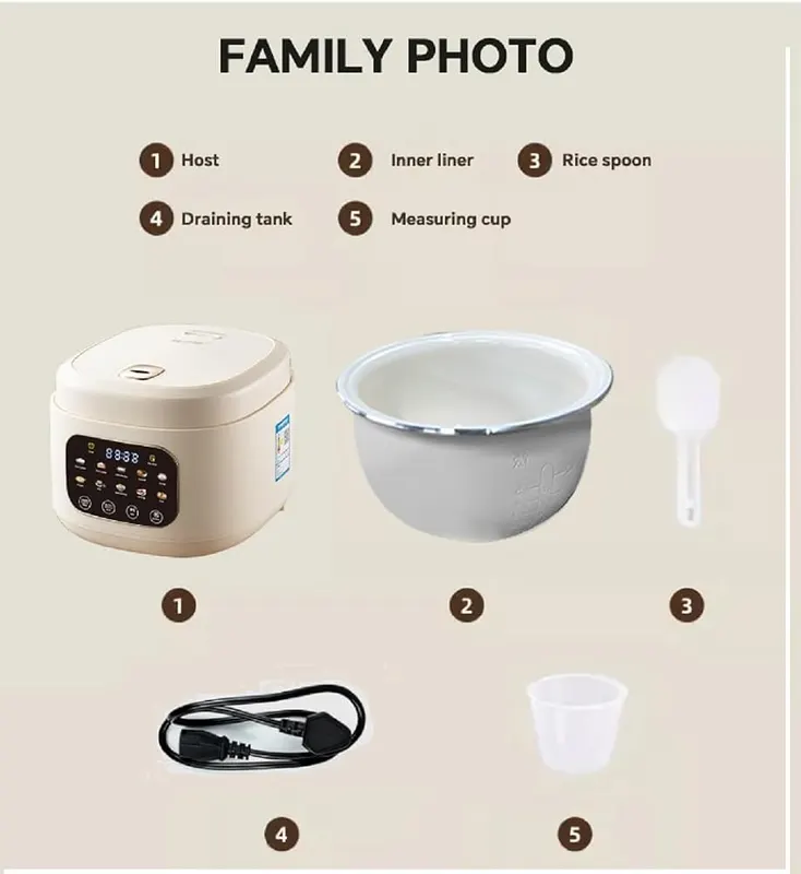 Small 3L/3.2qt Ceramic Rice Cooker – product photo 6 of 8