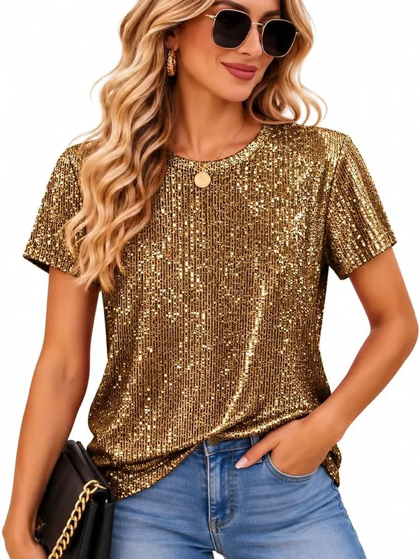 SMIDOW Sparkly Tops Gold Medium in Gold
