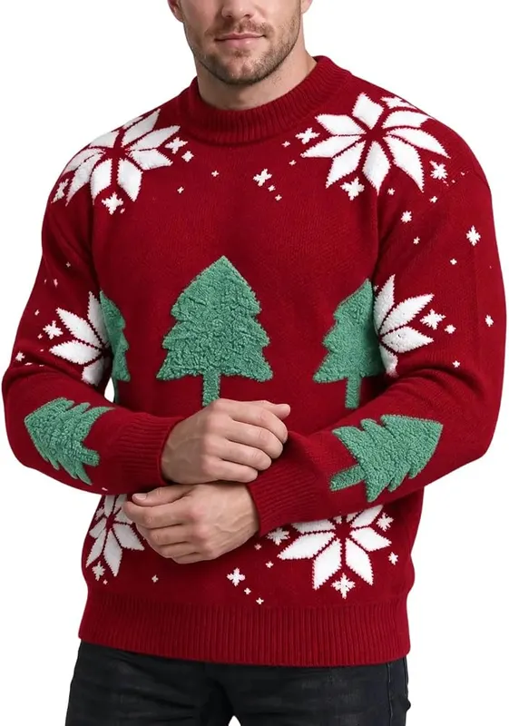 SMIDOW Ugly Christmas Sweater Men Tree Pattern – Tree Pattern Design