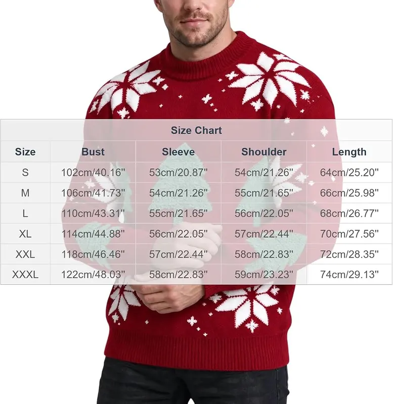 SMIDOW Ugly Christmas Sweater Men Tree Pattern – Heavyweight Fabric