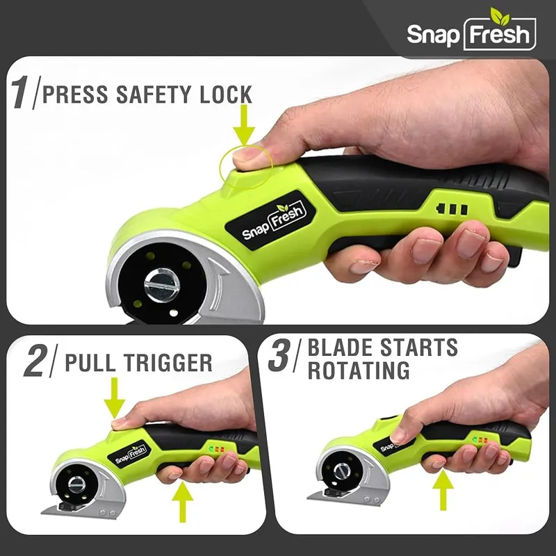 SnapFresh 4V Cordless Electric Scissors – Dual safety lock and LED light