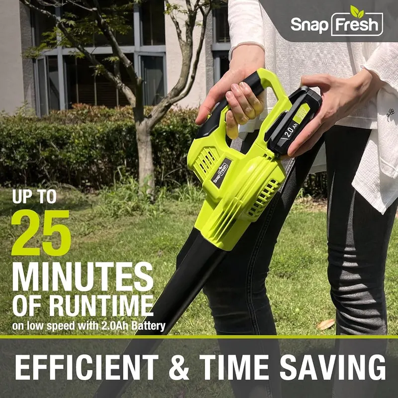 SnapFresh Leaf Blower Cordless – Two-speed airflow control