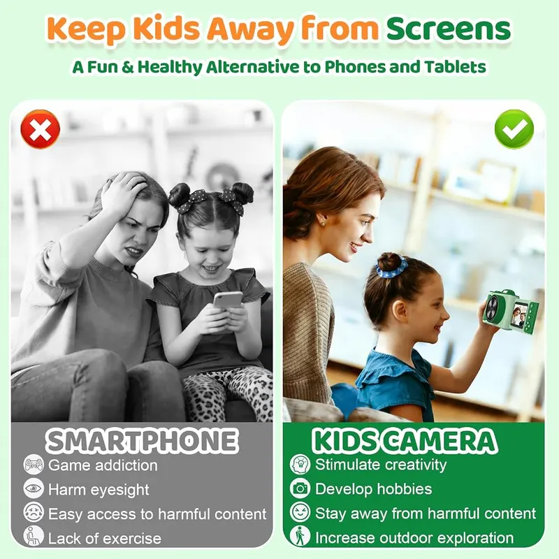 SnapMem Kids Camera Green – Kids point-and-shoot digital camera