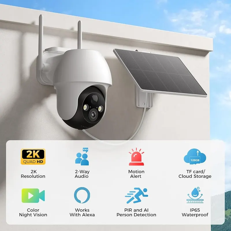 Socheerfull 4G LTE Cellular Solar Security Camera – Built-in SIM card for 4G LTE