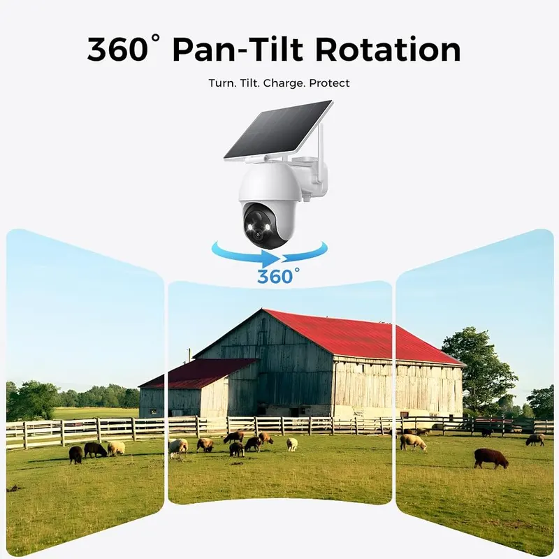 Socheerfull 4G LTE Cellular Solar Security Camera – 360-degree pan and tilt