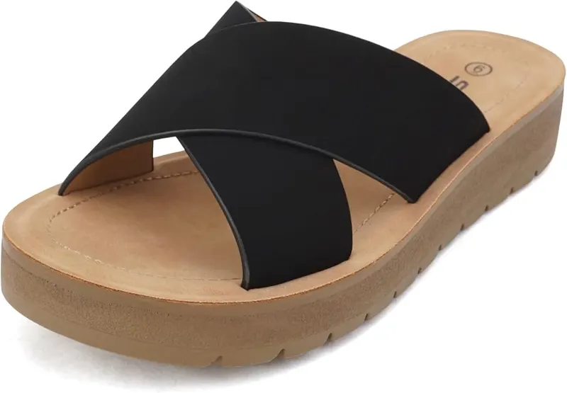 Soda LUCY ~ Women Open Toe Flatform – Contemporary style to a breezy sandal Breathable lining