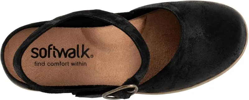 SoftWalk Womens Mabelle Black Suede 10.5 Narrow – Removable Footbed