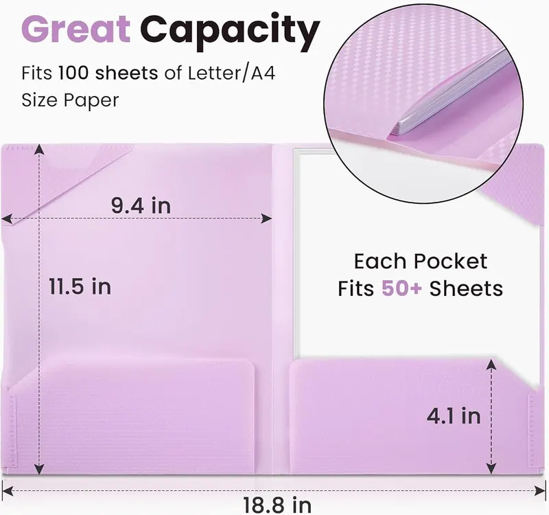 Sooez 1 Pack Plastic Folder A4/Letter – Rewritable Label