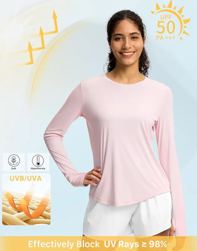 Soothfeel Lightweight Long Sleeve Workout Tops – High-low hem with side slits