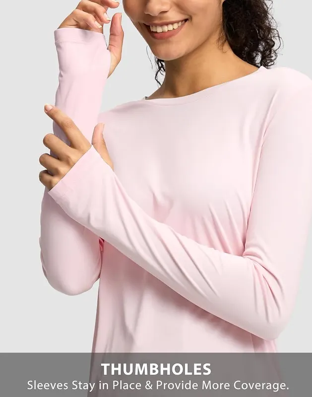 Soothfeel Lightweight Long Sleeve Workout Tops – Thumb holes for sleeve control
