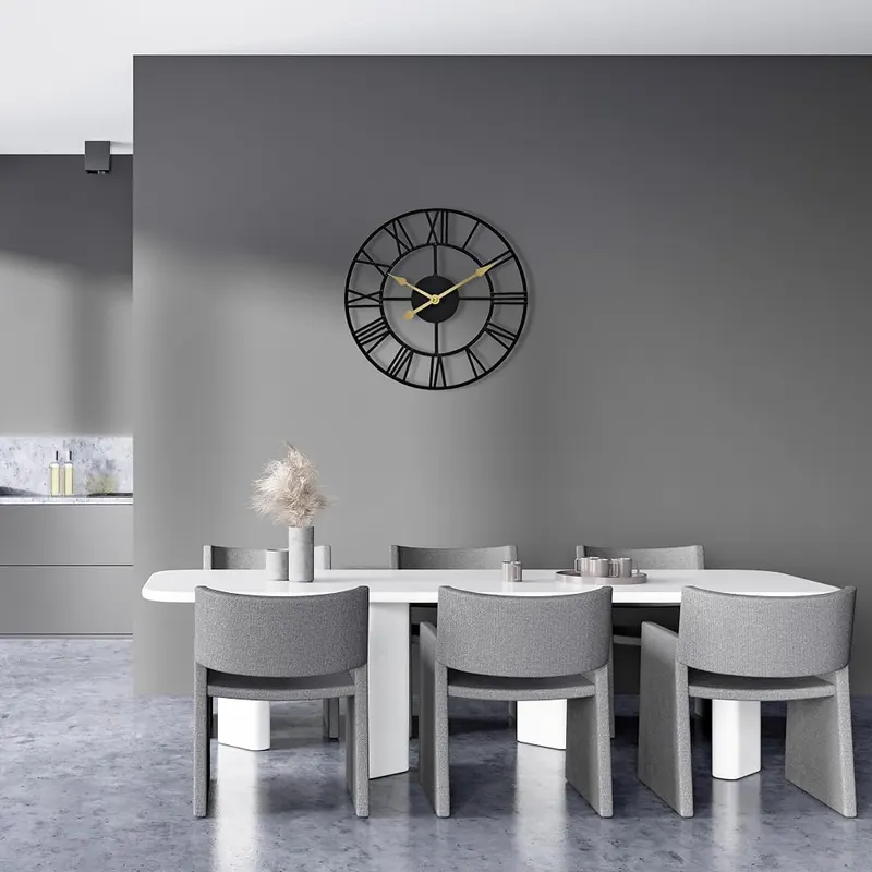 Sorbus Big Wall Clock – Black Metal Wall Clock