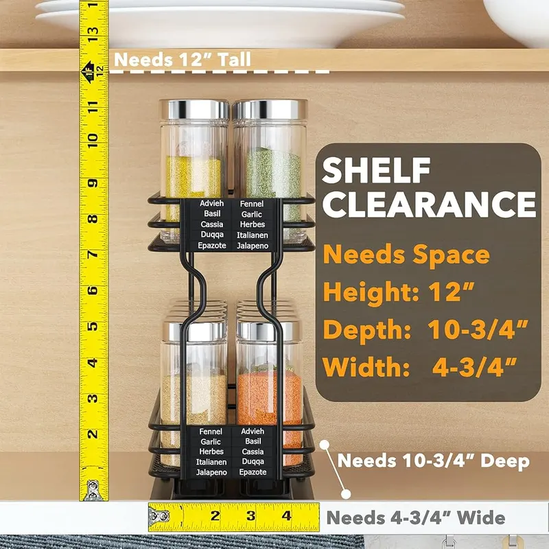 SpaceAid Pull Out Spice Rack Organizer – 415 spice labels included