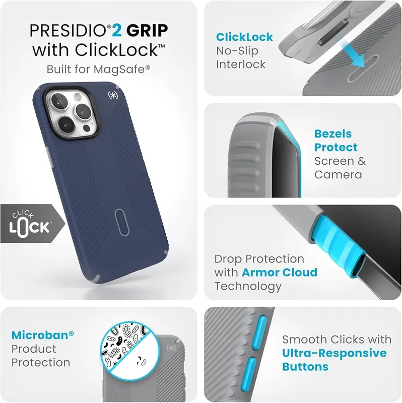 Speck iPhone 15 Pro Max Case Presidio2 – Wireless Charging Compatibility