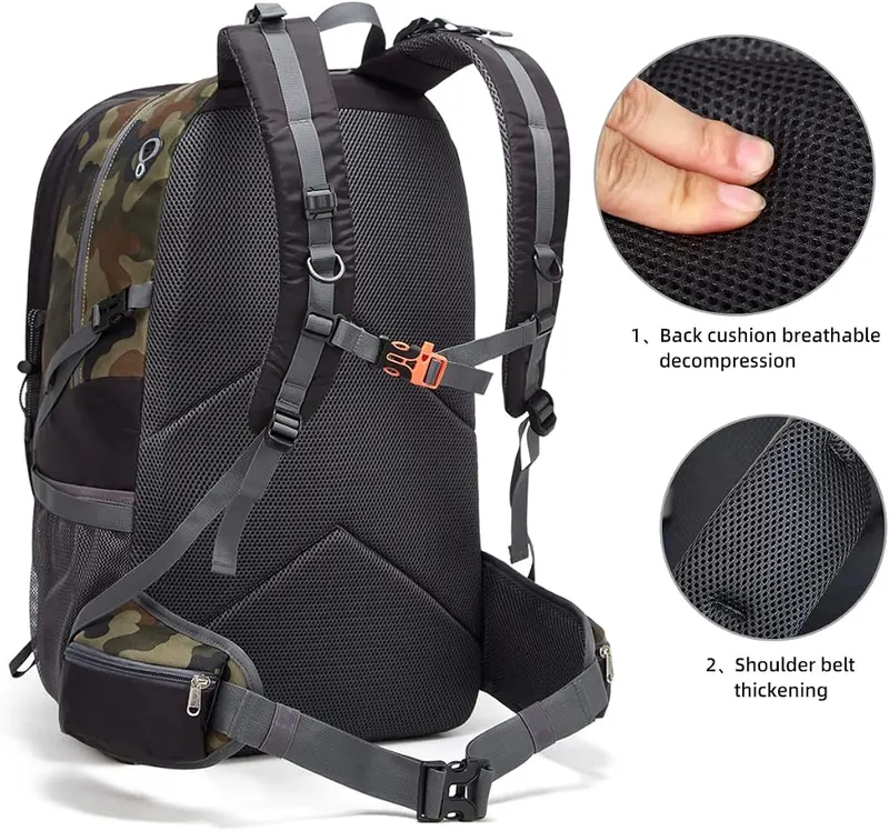 SPEEDPARK 40L Hiking Backpack Camo – Multiple storage pockets