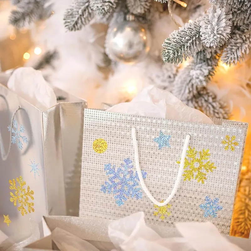SPVLOAI Christmas Envelope Seal Snowflake Sticker Glitter – Sparkling glitter finish design
