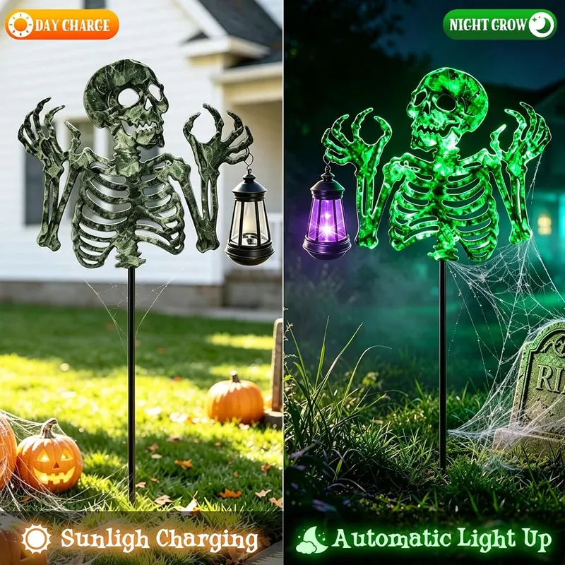 stadeco Skeleton Halloween Decorations Outdoor – Durable & Waterproof -- Crafted from heavy‑duty powder‑coated