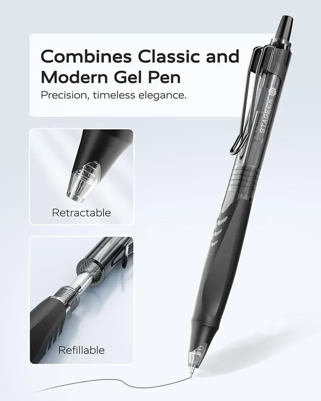 STAGEEK GX1 Black Gel Pens – 12 black gel pens per pack