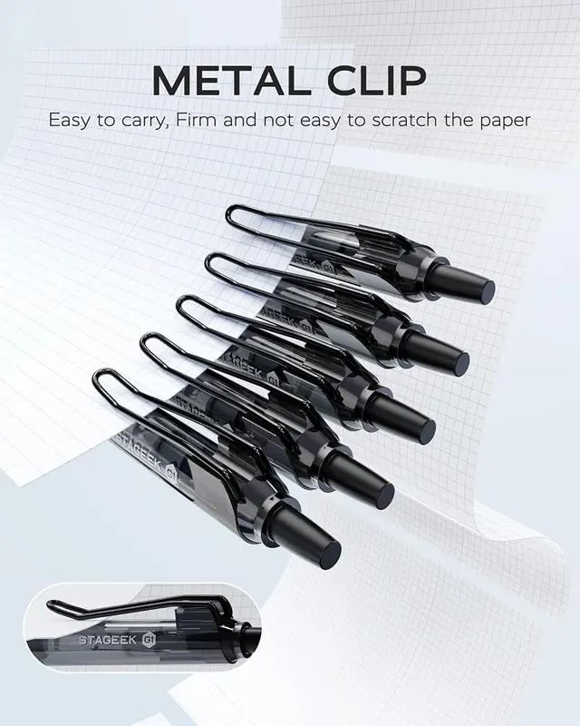 STAGEEK GX1 Black Gel Pens – 0.5mm fine point tip