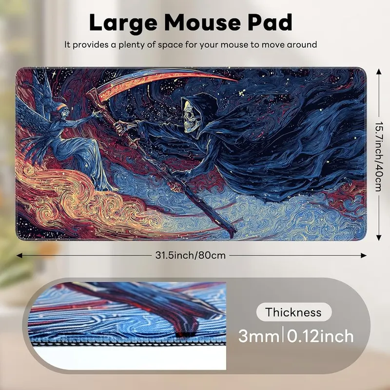 Stanploe Large Gaming Mouse Pad Reaper Angel – Smooth Lycra Control