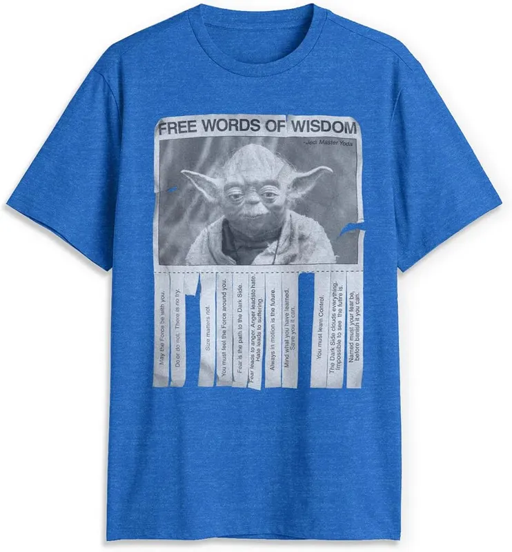 STAR WARS Men’s Yoda Words of Wisdom T-Shirt in Royal Blue Heather