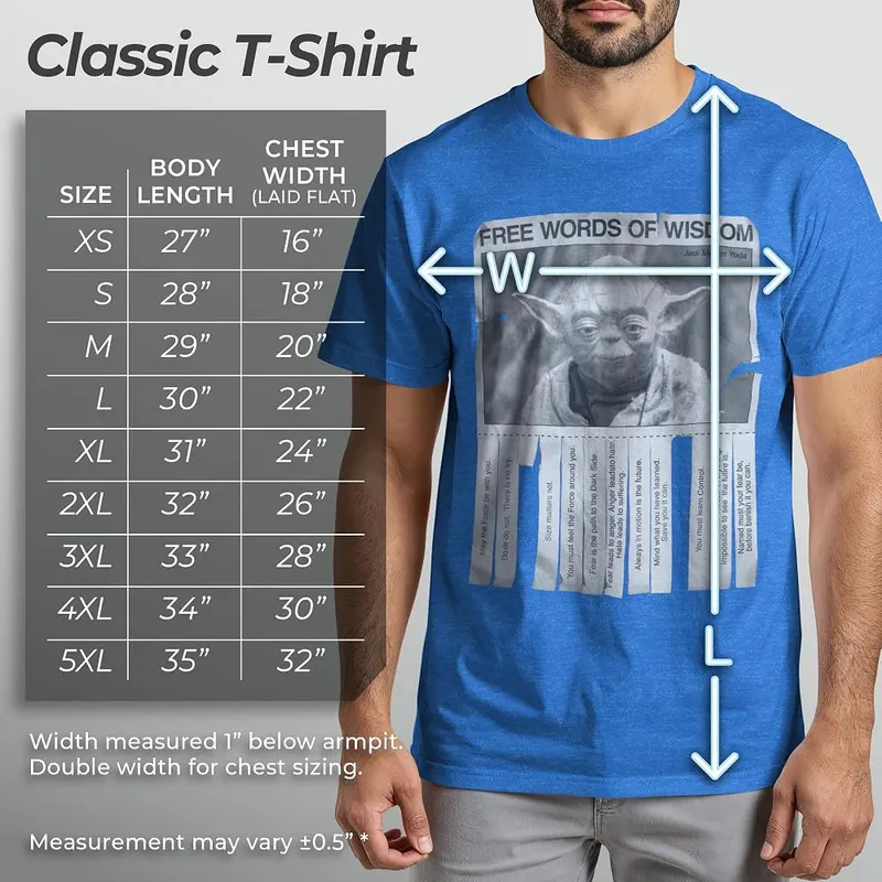 STAR WARS Men’s Yoda Words of Wisdom T-Shirt – Find the perfect fit for you