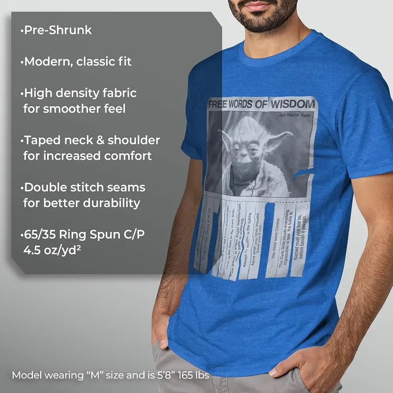 STAR WARS Men’s Yoda Words of Wisdom T-Shirt – Printed In the U