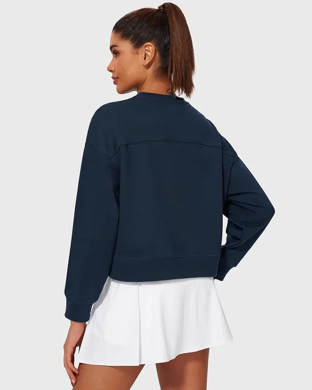 Stelle Cropped Sweatshirt Navy – Navy cropped oversized sweatshirt