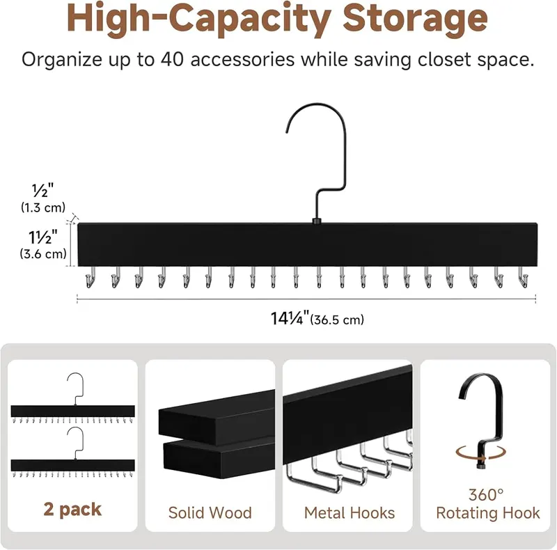 StorageWorks Tie Hanger – Two wooden tie hangers