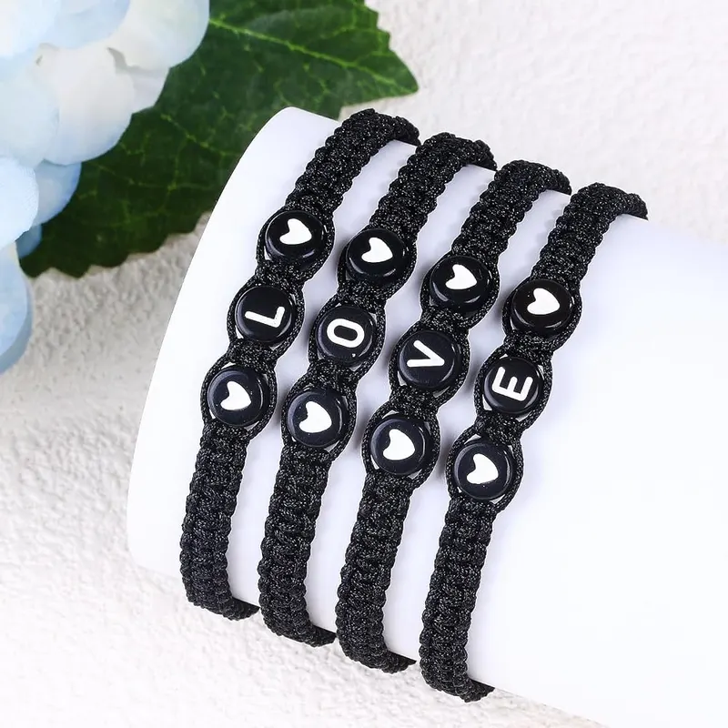 SUMMER LOVE Matching Couple Initial Letter Bracelet String Elastic – Packing