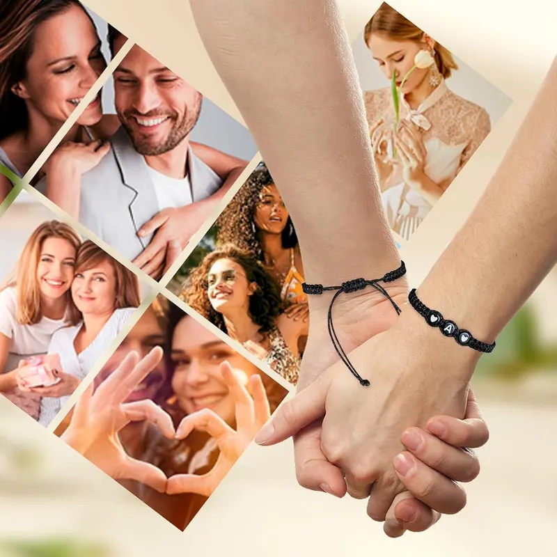 SUMMER LOVE Matching Couple Initial Letter Bracelet String Elastic – product photo 7 of 8