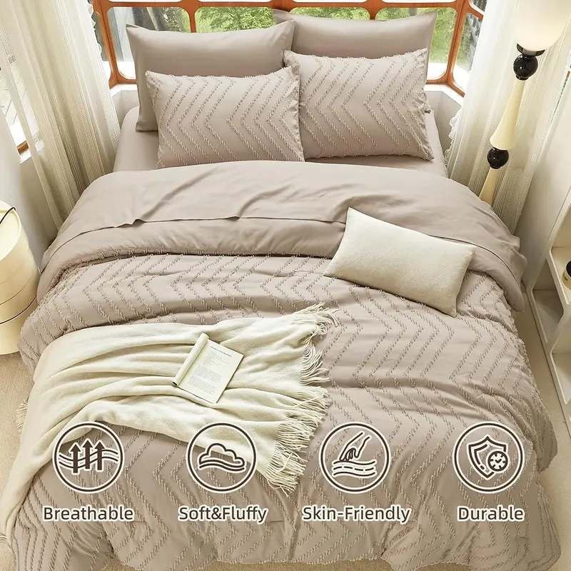 Suncomfy Boho Tufted Wave Comforter Set Queen – Lightweight all season comfort
