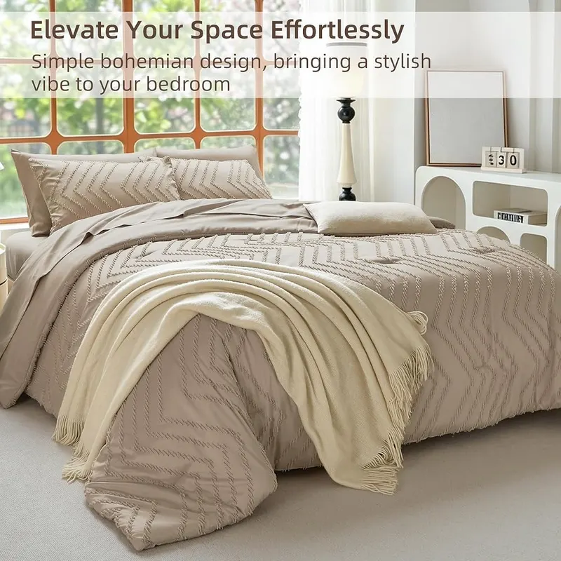 Suncomfy Boho Tufted Wave Comforter Set Queen – Fade resistant fabric construction