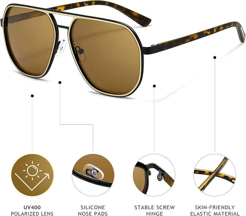 SUNGAIT Polygon Aviator Sunglasses – Polygon aviator frame shape