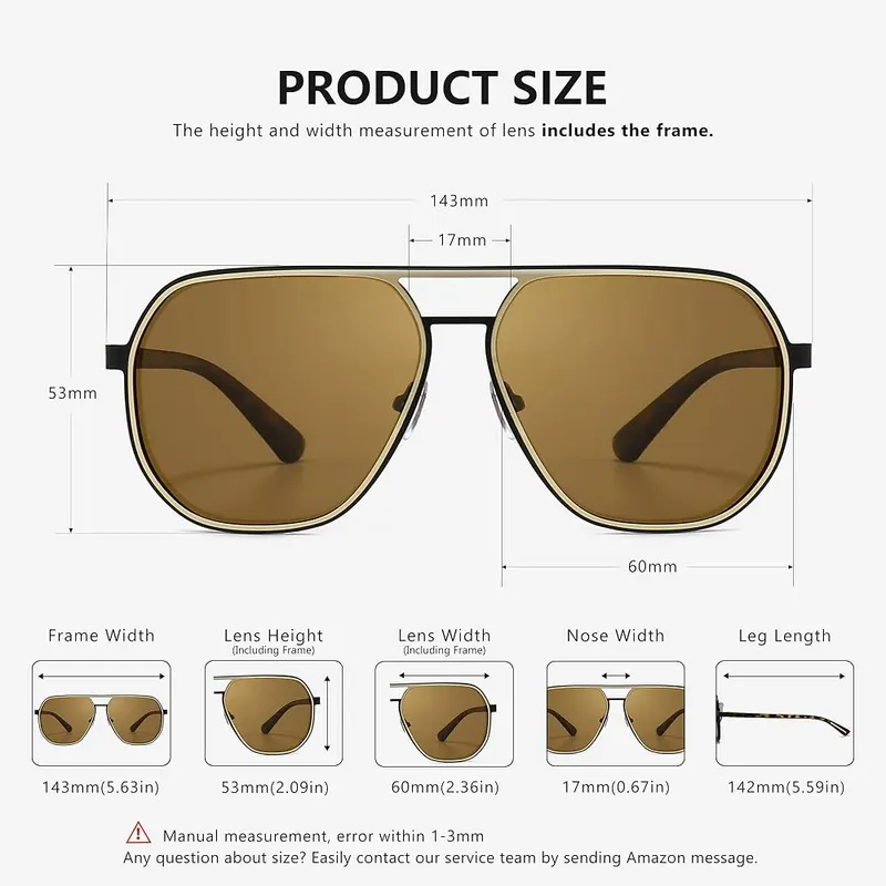 SUNGAIT Polygon Aviator Sunglasses – Polarized TAC lenses, UV400 rated