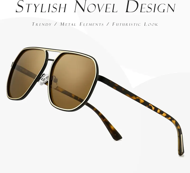 SUNGAIT Polygon Aviator Sunglasses – Adjustable silicone nose pads