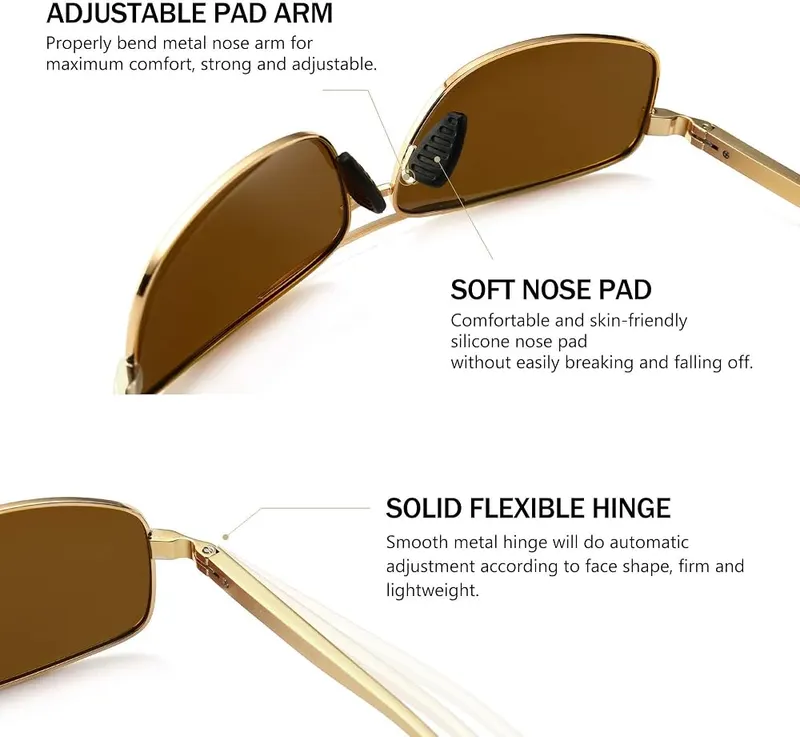 SUNGAIT Ultra Lightweight Rectangular Polarized Sunglasses Men – Spring-loaded hinged temples