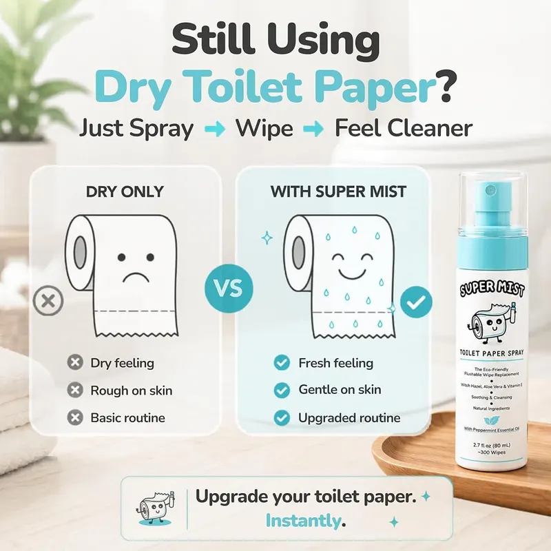 Super Mist Toilet Paper Spray – Upgrade Your Toilet Paper – Instantly transform ordinary
