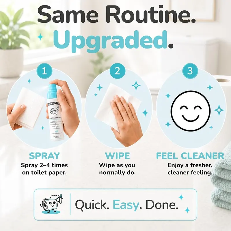 Super Mist Toilet Paper Spray – Two Bottles, Long-Lasting Supply – A convenient 2-pack