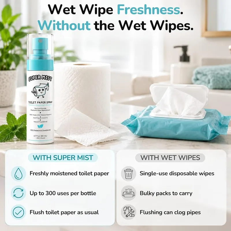 Super Mist Toilet Paper Spray – Soothing Natural Ingredients – Made with Witch Hazel