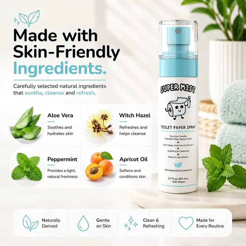 Super Mist Toilet Paper Spray – Home & Travel Ready – Keep one bottle