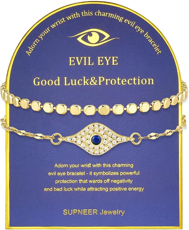 SUPNEER 18K Gold Evil Eye Bracelets Yellow-01 in Yellow-01