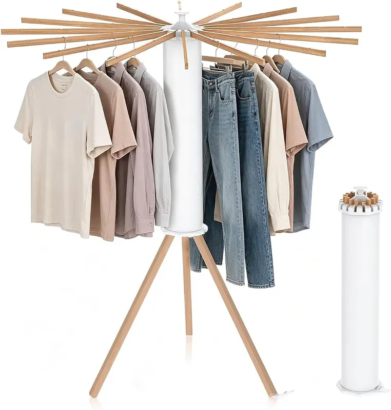 SZJoyBet Tripod Foldable Clothes Rack in White