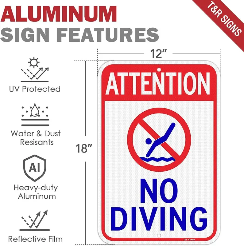 T&R Large Attention No Diving Signs – product photo 2 of 6