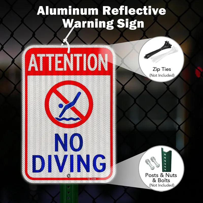 T&R Large Attention No Diving Signs – product photo 5 of 6
