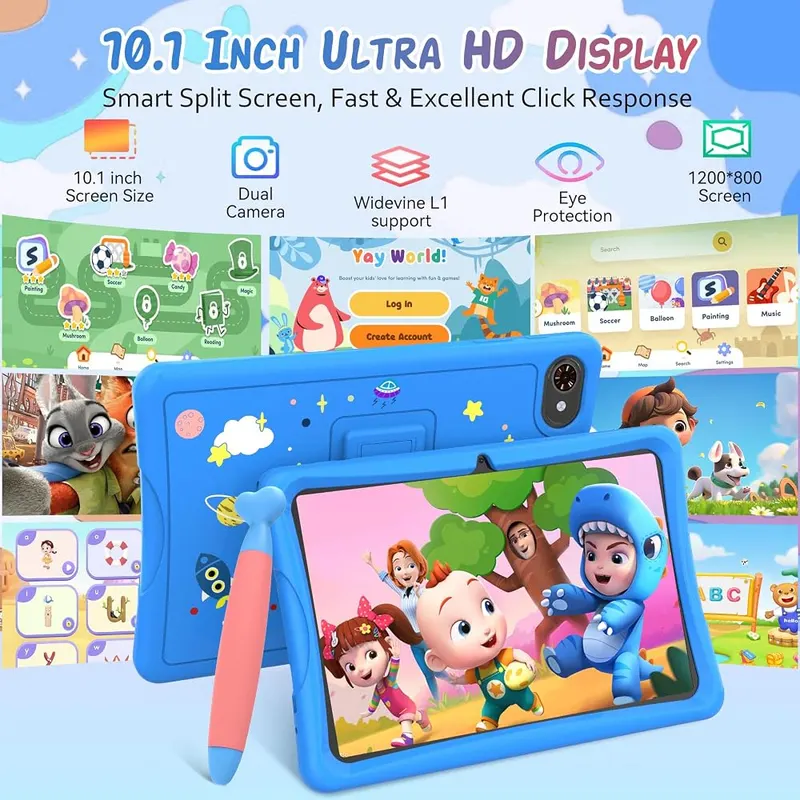 TABWEE Kids Tablet 10 inch Sky Blue – Parental control+Easy-to-Use Stylus】This 10 inch kids tablet