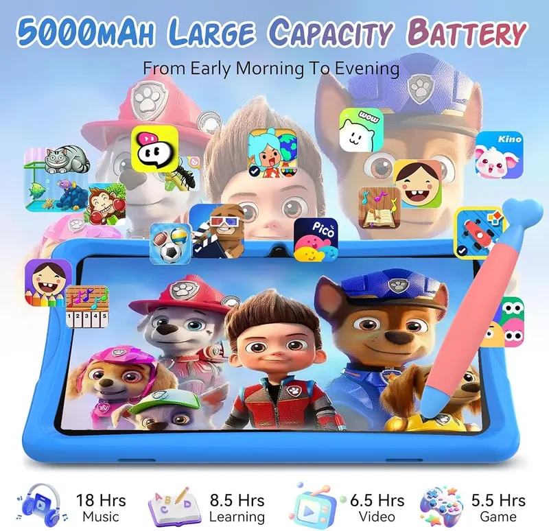 TABWEE Kids Tablet 10 inch Sky Blue – 5**【 Educational Content + Multifunctional】This kids tablet