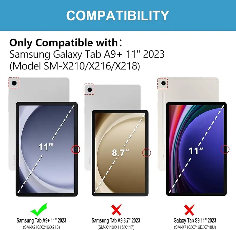 TaIYanG Samsung Galaxy Tab A9 Plus 11 – 7 Color Keyboard & Magnetic Adsorption:This Samsung A9