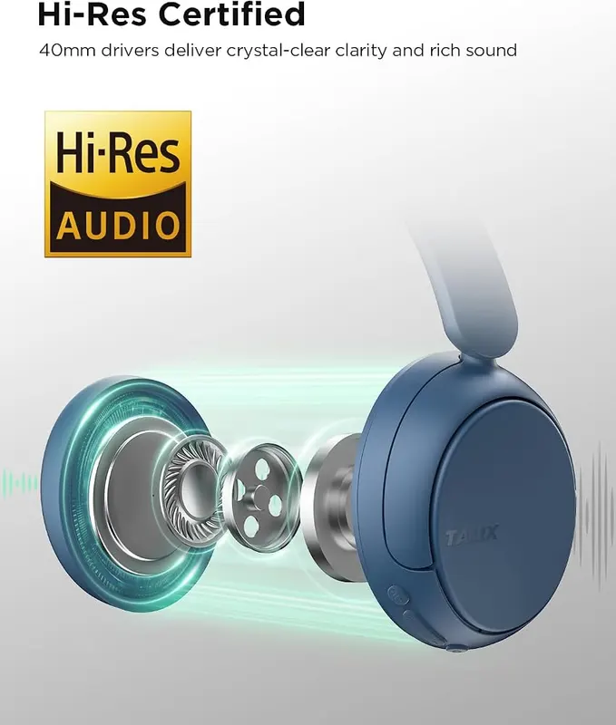 TALIX H30 Hi-Res Bluetooth Headphones Wireless Over – Bluetooth 6.0 wireless
