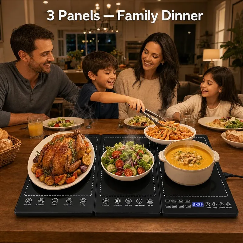 TANDEMRAY 3-in-1 Modular Warming Tray – Compatible with heat resistant flat bottom cookware