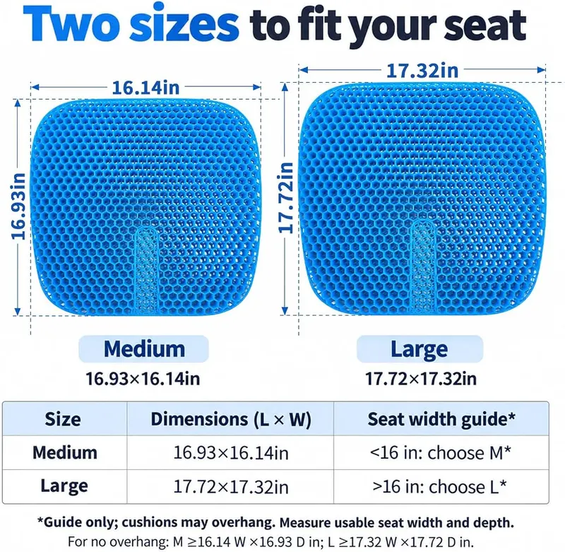 TaskSlim Gel Seat Cushion – Solid molded TPE honeycomb structure